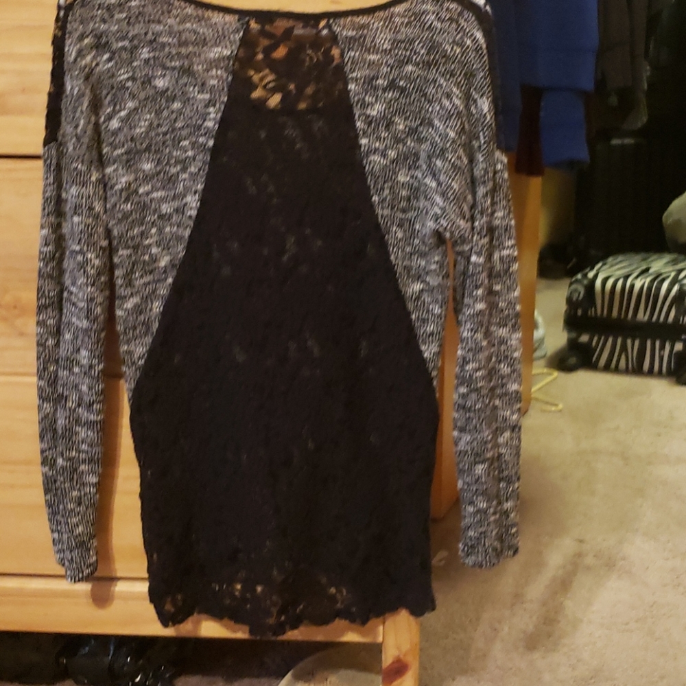 Lace back sweater